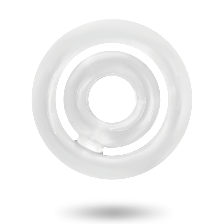 Anneau pénien Potenz silicone transparent double — vue de profil