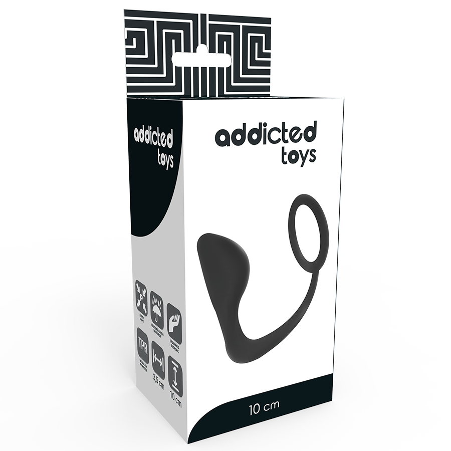 addicted toys plug anal avec anneau penis noir