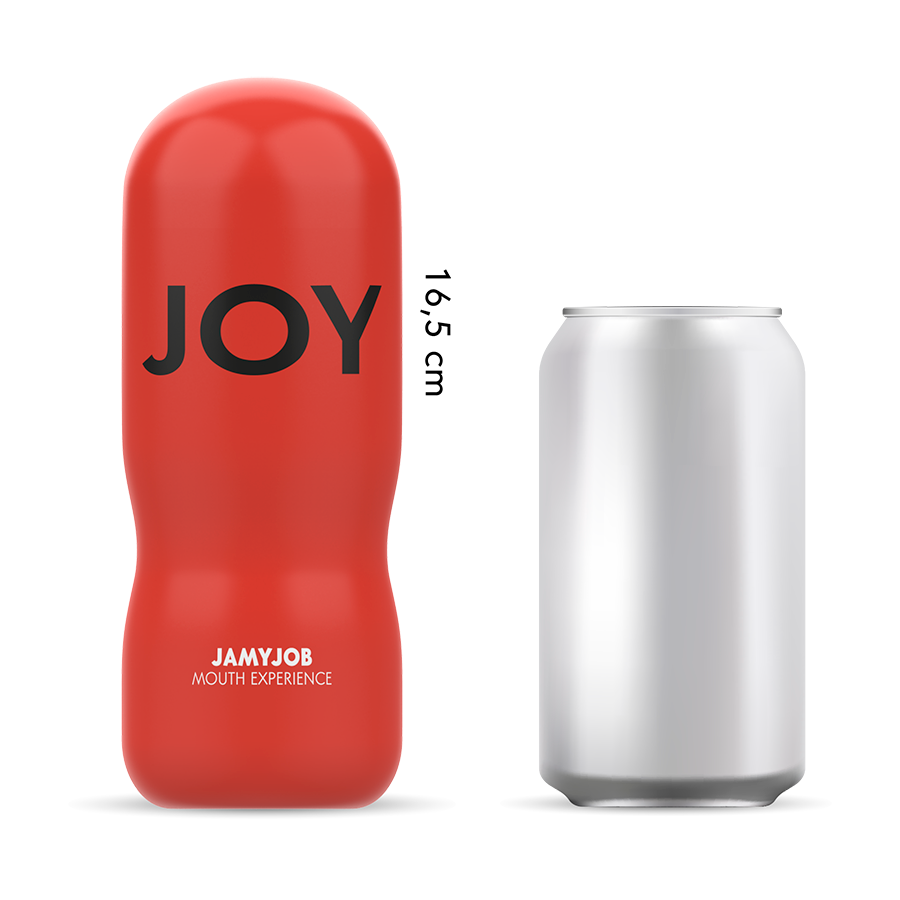 Comparatif de taille entre l'étui Jamyjob Joy (16,5 cm) et une canette de soda standard