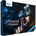Coffret Toy Joy Amazing Pleasure Sex Toy Kit, packaging noir avec femme masquée, vue de face
