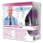 Boite de l'extenseur Andropeyronie violet de face, emballage avec photo de medecin et mention Penis Curvature and Peyronie's Device, dispositif medical de correction de la courbure penienne