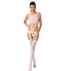Bodystocking résille brodé ouvert sensuel — vue principale