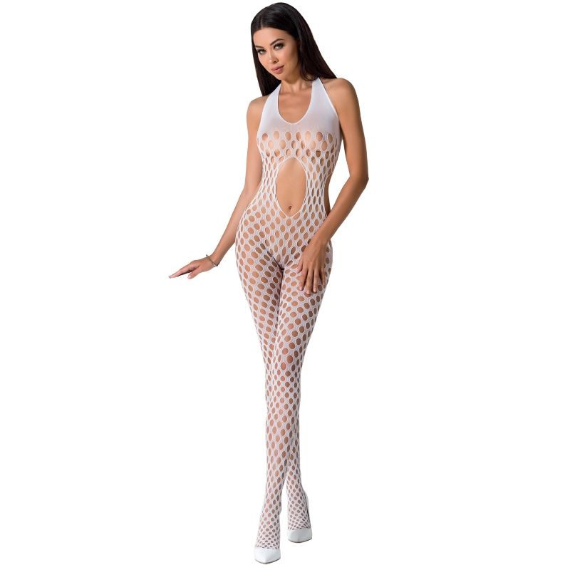 Bodystocking BS065 résille dentelle noir rouge blanc — vue de dos