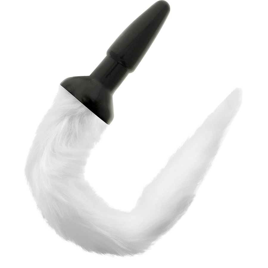 Plug anal silicone avec queue blanche — détail produit