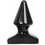 Plug anal conique All Black en silicone vu de face, cone lisse a pointe nette et socle evase stable, gabarit etanche de 17 cm a la forme progressive abordable.