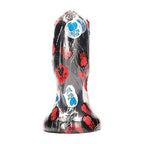Gros plug anal conique All Black sous film plastique a pastilles, silhouette en ogive et base evasee visible, noir etanche de 19,5 cm pour une ouverture anale progressive.