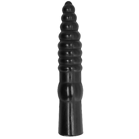 Gode anal All Black structure cannelée — détail produit