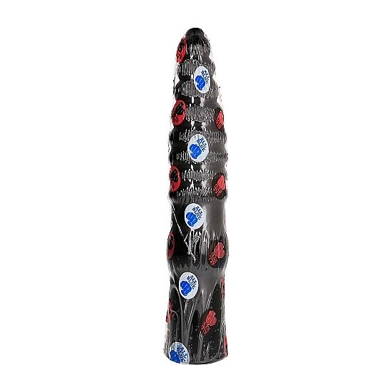 Gode anal All Black structure cannelée — vue de profil