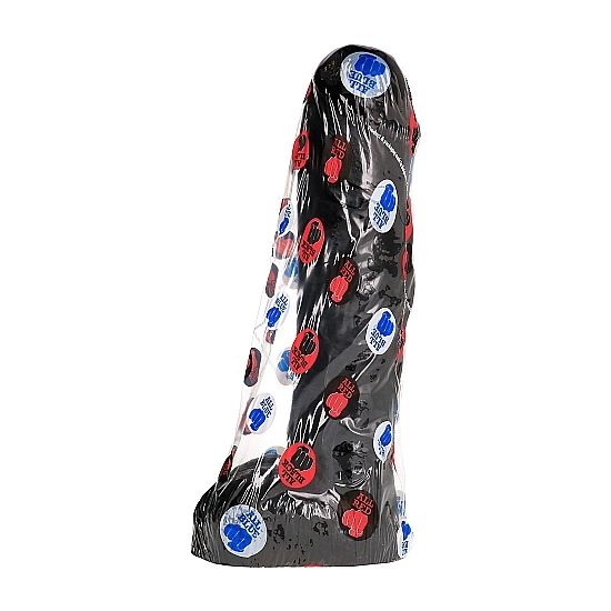 Dong silicone épais et veiné noir avec base — vue de profil