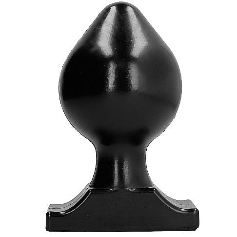 Plug anal extra-epais All Black noir vu de face, renflement central tres large et socle plat stable, PVC souple de 22,5 cm qui ouvre lentement mais sûrement par paliers.