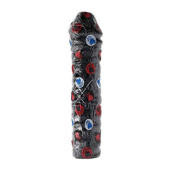 Gode XXL nervuré noir avec ventouse — vue de profil