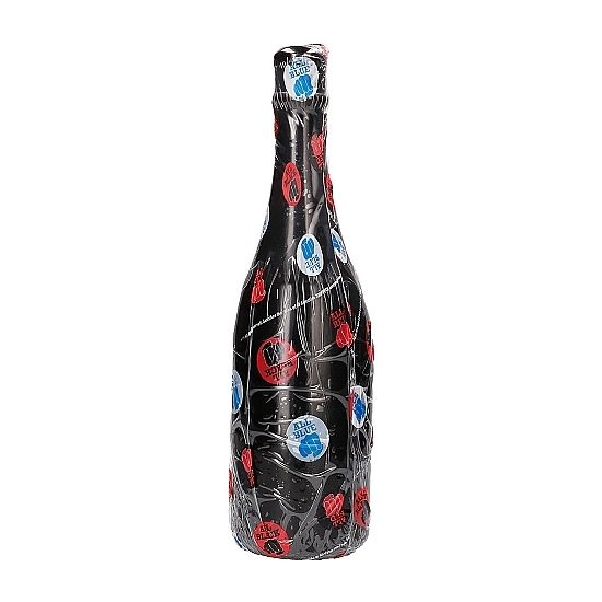Plug anal All Black forme bouteille champagne — vue de profil