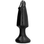 Long plug anal noir All Black de 35 cm en PVC souple, vue de face sur sa forme allongee stylisee a tete arrondie, pensee pour une dilatation profonde et progressive.
