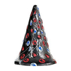 Plug triangulaire geant All Black 30 cm en silicone et PVC, variante decorative noire mouchetee de paillettes, large base stable pour une dilatation anale extreme et profonde.