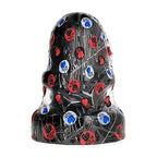 Plug anal classique All Black 23 cm, variante decorative noire constellee de paillettes rouges et bleues, base large evasee pour un usage anal stable et securise.