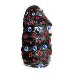 Dong veine All Black 19 cm en PVC, variante decorative noire constellee de paillettes rouges et bleues, surface souple texturee pour un usage anal ou vaginal confortable.