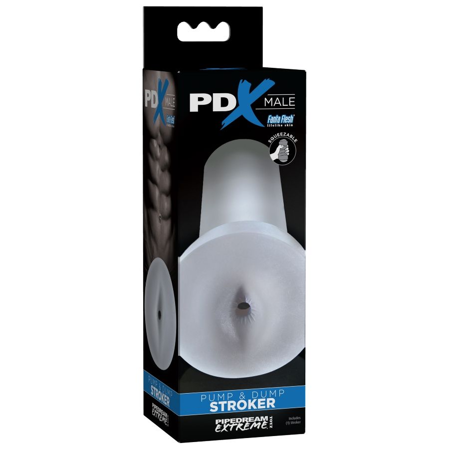 Packaging PDX Male Pump and Dump Stroker, boîte noire et bleue