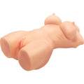 Masturbateur torse feminin en TPR couche, moulage realiste avec poitrine nue et fessier, deux orifices vaginal et anal pour un usage immersif.