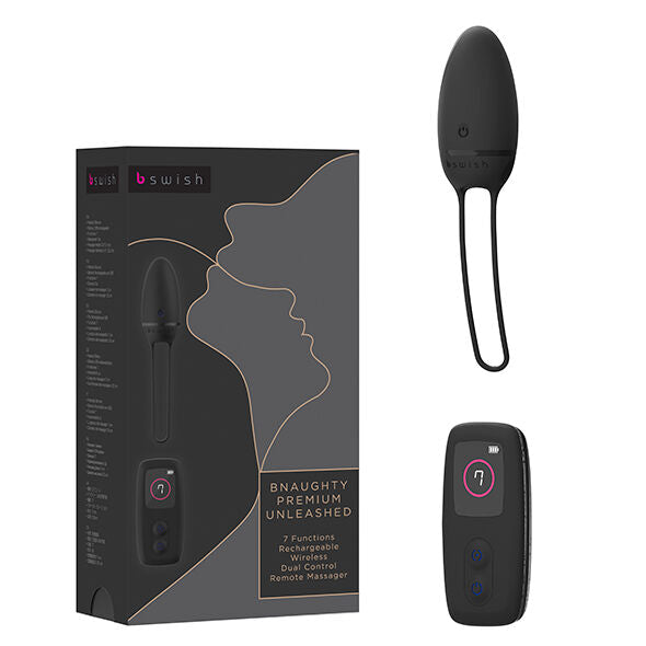 Masseur B Naughty Unleashed noir avec télécommande — vue rapprochée