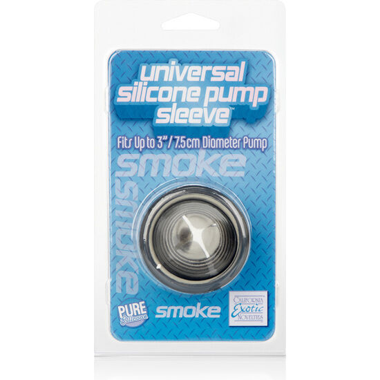 Blister Universal Silicone Pump Sleeve coloris Smoke, manchon de rechange en silicone CalExotics pour pompe aspirante, compatible cylindres jusqu'à 7,5 cm de diamètre.