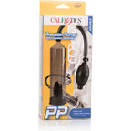 Boîte Precision Pump CalExotics, pompe aspirante en silicone avec poire et anneau de maintien d'érection, packaging jaune et noir de la gamme Starter.