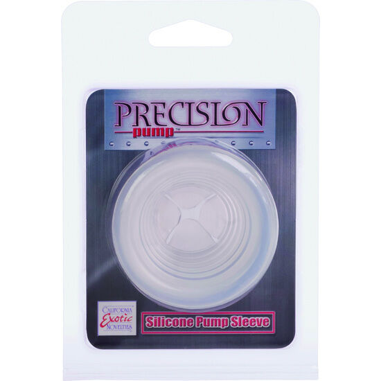 Blister Precision Pump Silicone Pump Sleeve, manchon de rechange universel en silicone transparent pour pompe à pénis et développeur, signé California Exotic.