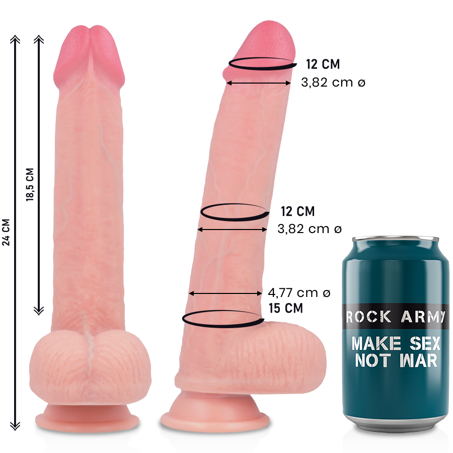 Gode réaliste en silicone double densité avec ventouse — vue de profil