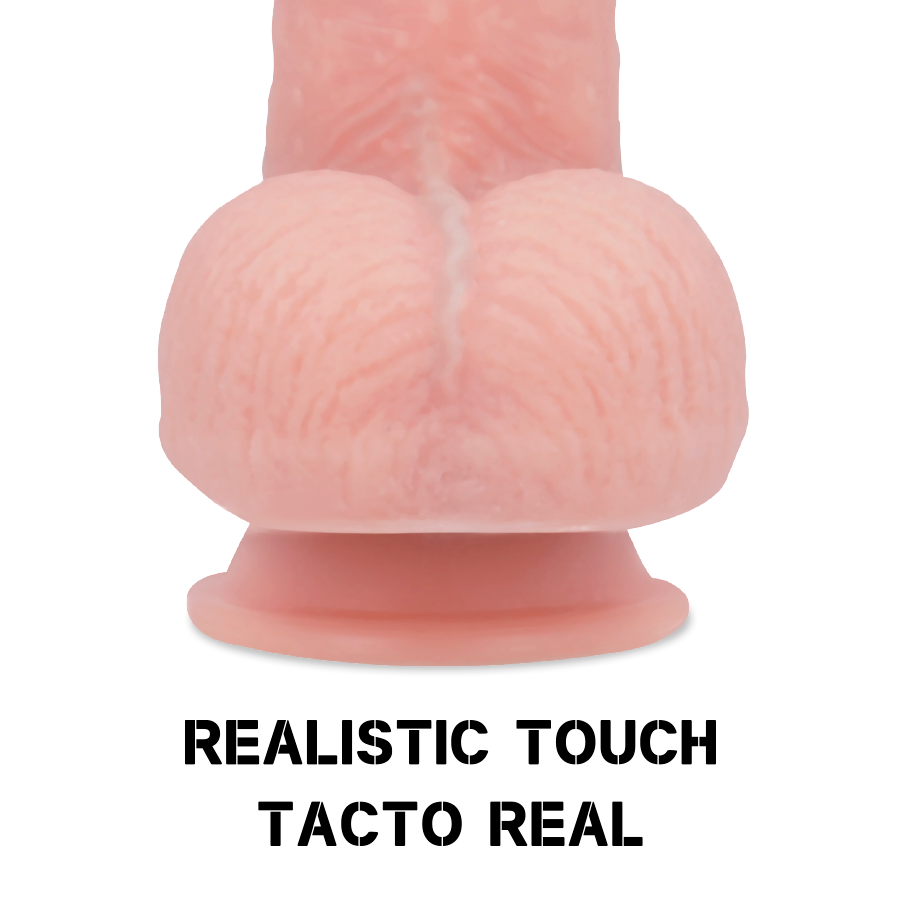 Gode réaliste en silicone double densité avec ventouse — vue rapprochée