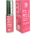 Concentre de pheromones Ferowoman sans parfum, flacon vert et boite rose assortie, quelques gouttes a porter au quotidien comme touche de seduction discrete.