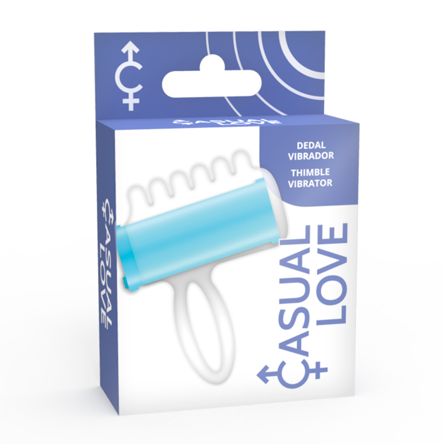 Stimulateur doigt vibrant texturé bleu — vue rapprochée