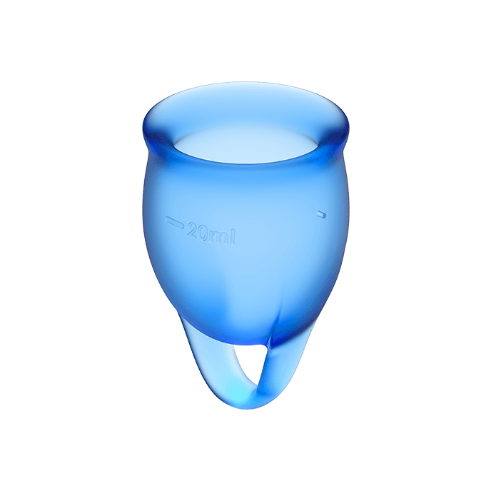 Coupe menstruelle silicone deux tailles incluses — vue de profil