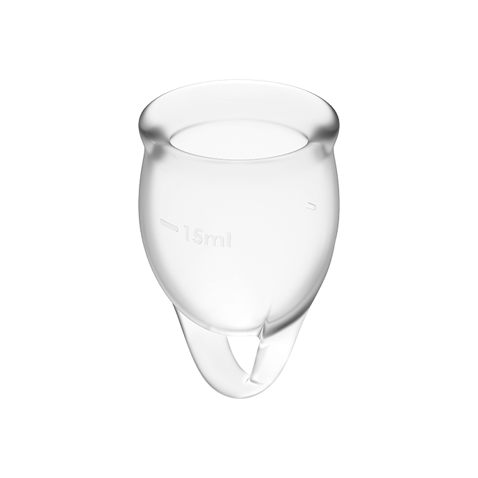 Coupe menstruelle silicone deux tailles incluses — détail texture surface