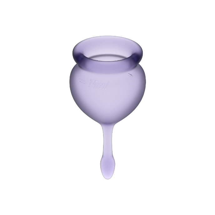 Coupe menstruelle Feel Good silicone médical bleu et violet — vue de dos