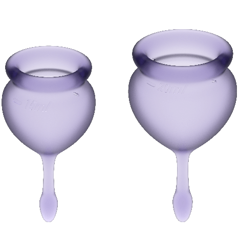 Coupe menstruelle Feel Good silicone médical bleu et violet — détail produit