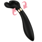 Vibromasseur multifonction Satisfyer Endless Fun bleu nuit avec fleches de mouvement, bras souples et tige en silicone, trois moteurs pour le couple.