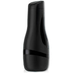 Masturbateur Satisfyer Men Classic noir vu de trois quarts arriere, boitier ferme opaque etanche, jouet pour homme avec regulateur de pression interne.