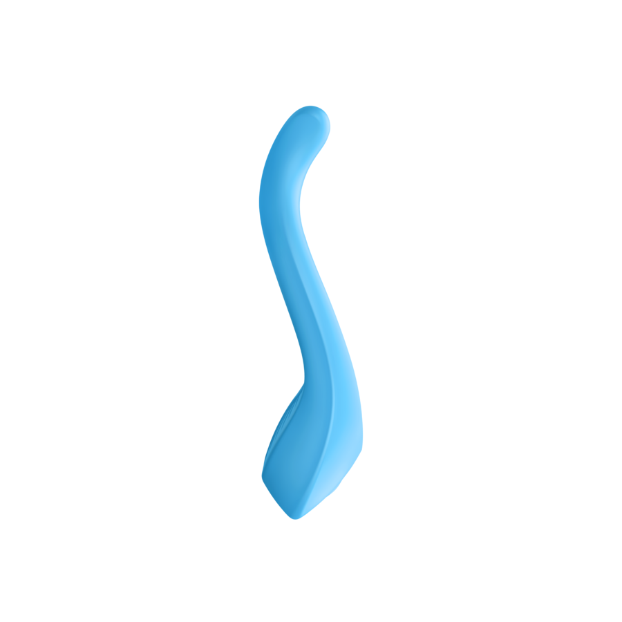 Anneau vibrant Satisfyer Endless Love bleu en silicone presente deplie en S, forme malleable et lisse non anatomique, trois moteurs, plus de 100 combinaisons, etanche.