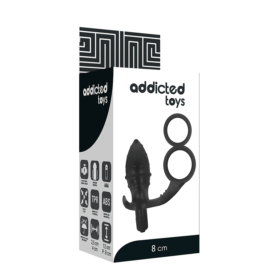 addicted toys plug anal avec double anneau noir
