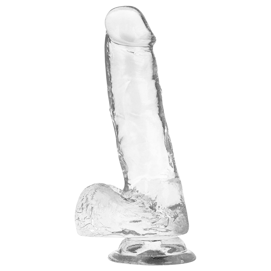 Gode réaliste transparent en jelly avec ventouse — détail base 4