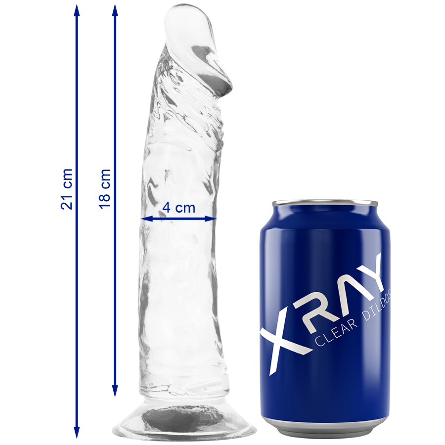 Gode réaliste transparent en jelly avec ventouse — comparatif dimensionnel
