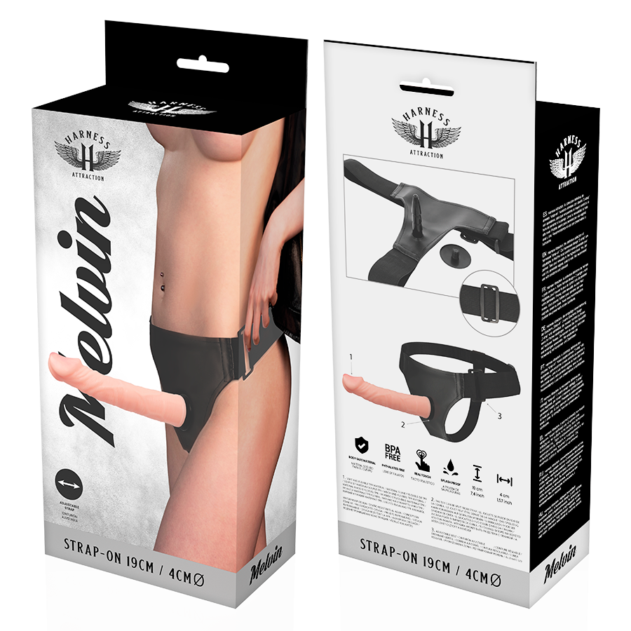 Gode ceinture réaliste avec harnais — détail texture surface