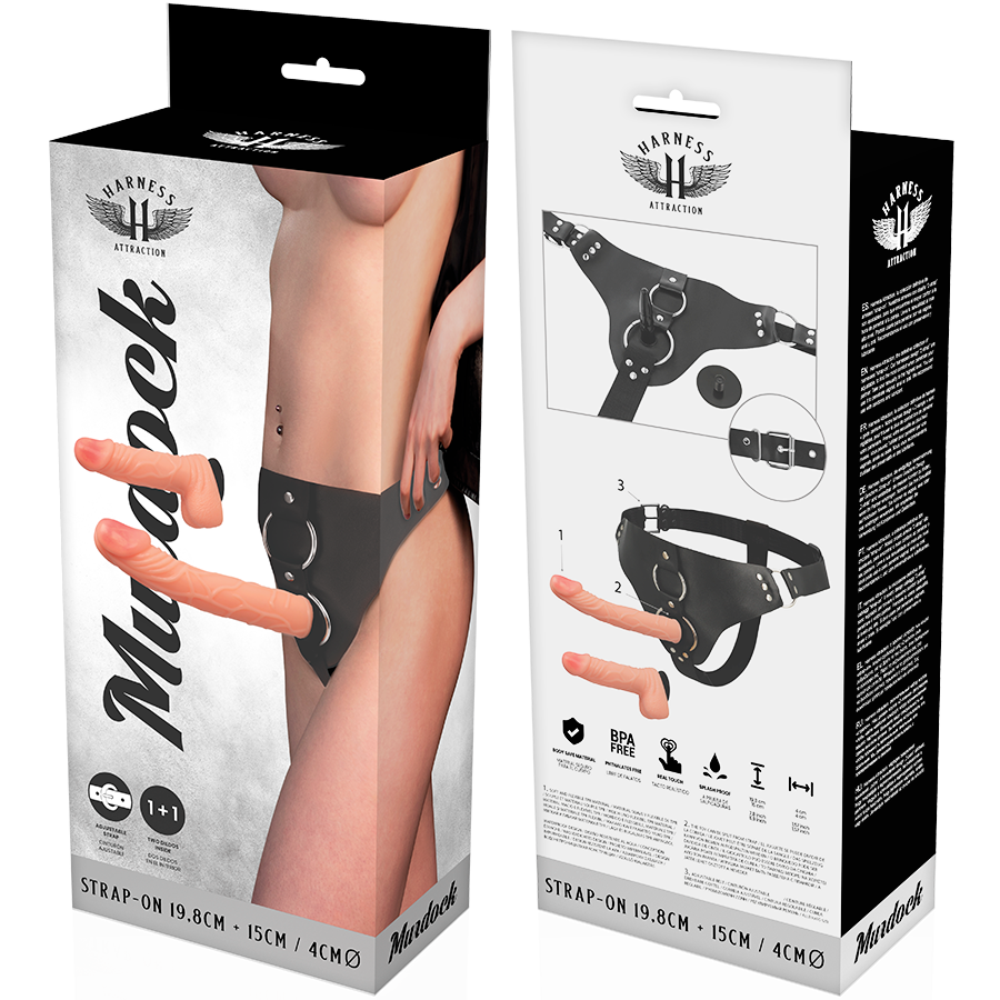 Harnais pegging Click Harness avec 2 godes réalistes TPR — emballage produit