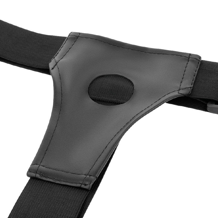Harnais creux TPR Blake avec gode réaliste — détail texture surface