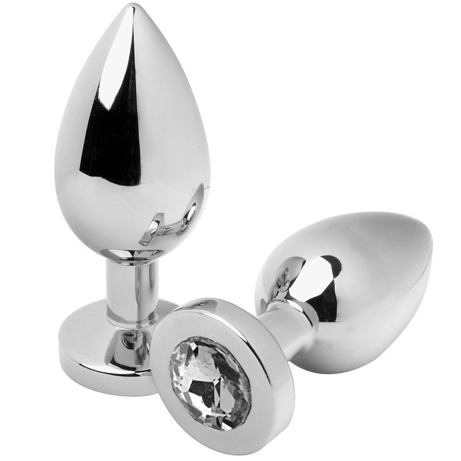 Plug anal bijou en acier à cristal taille moyenne Metal Hard — vue de dos