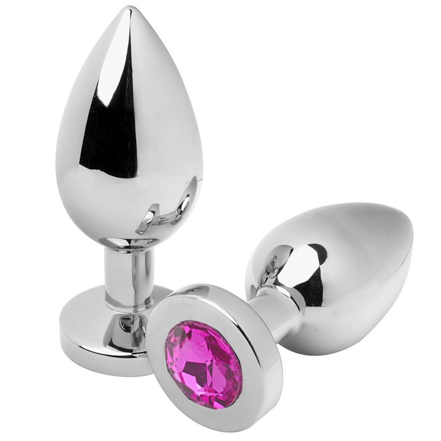 Plug anal bijou en acier à cristal taille moyenne Metal Hard — vue de profil