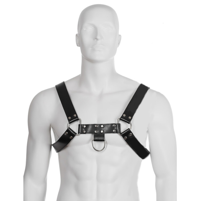 Harnais homme en cuir à chaînes réglable — détail produit