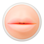 Gros plan de l'ouverture bouche realiste du masturbateur Addicted toys, levres detaillees en TPR couleur chair, pour une experience orale immersive en solo.