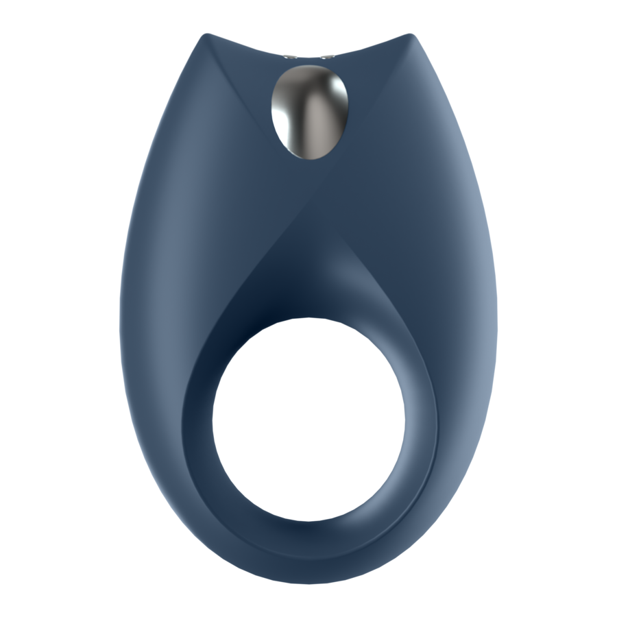 Anneau vibrant Royal One bleu marine avec moteur métallisé et large boucle souple en silicone, pensé pour soutenir l'érection et diffuser de fortes vibrations.