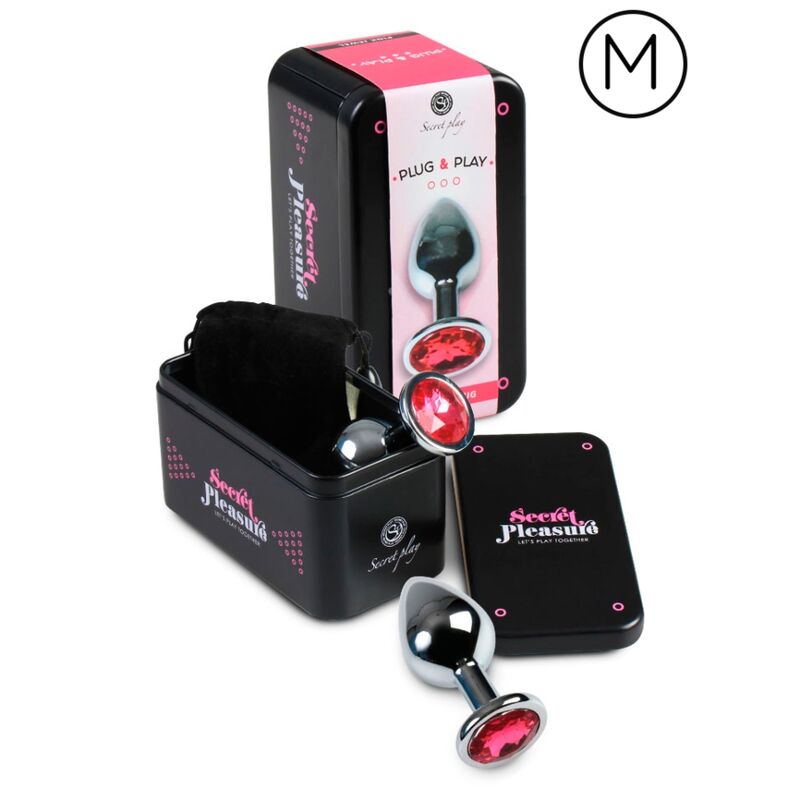 Plug anal verre et aluminium fuchsia — détail produit