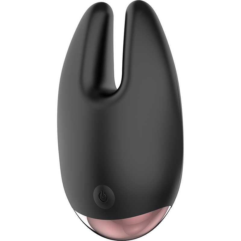 Stimulateur clitoridien rechargeable en silicone noir et or — vue de profil
